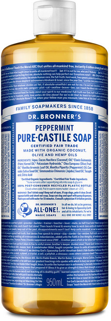 닥터브로너스 퓨어 캐스틸 솝 바디워시 페퍼민트, 950ml, 1개