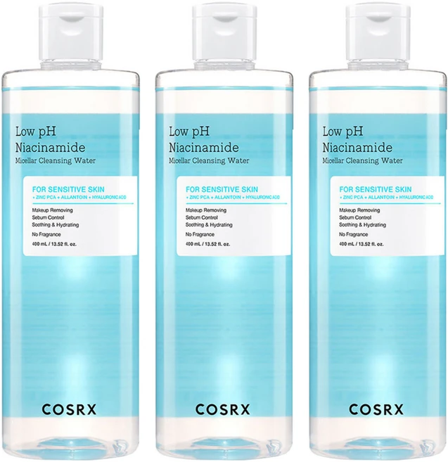 코스알엑스 약산성 나이아신아마이드 미셀라 클렌징 워터, 400ml, 3개 - 쿠팡