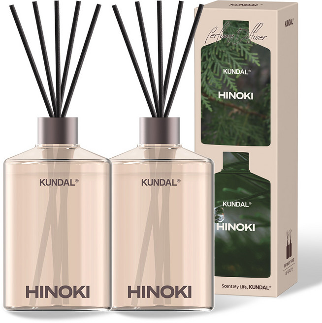 쿤달 시그니처 퍼퓸 디퓨저 세트, 히노키, 500ml, 2개