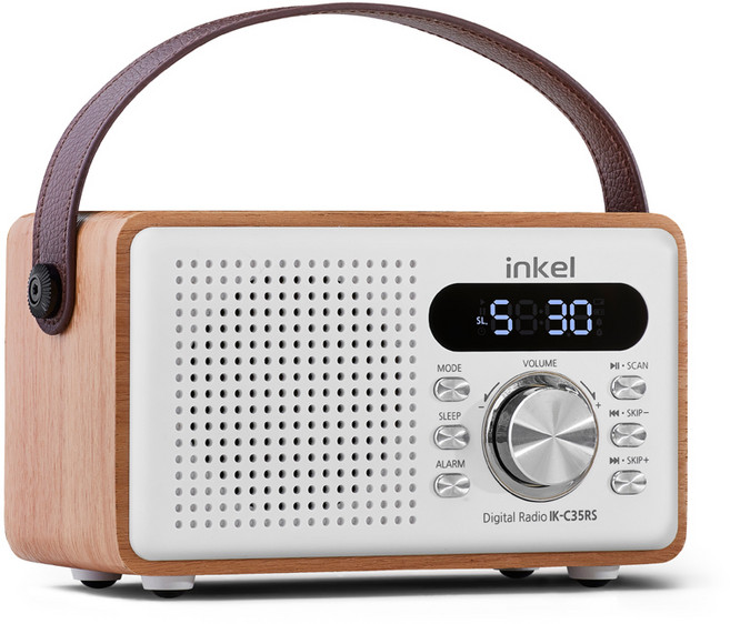 인켈 휴대용 블루투스 스피커 올인원 미니 오디오 레트로 알람 라디오, IK-C35RS, 화이트