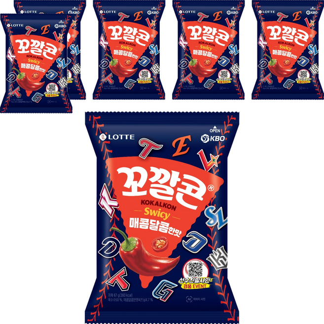 꼬깔콘 매콤달콤한맛, 67g, 6개