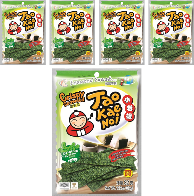 TAO KAE NOI 小老板 厚片海苔 原味, 32g, 5包