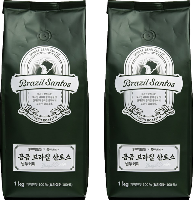 gomgom 巴西聖多斯咖啡豆 生豆, 1kg, 2包