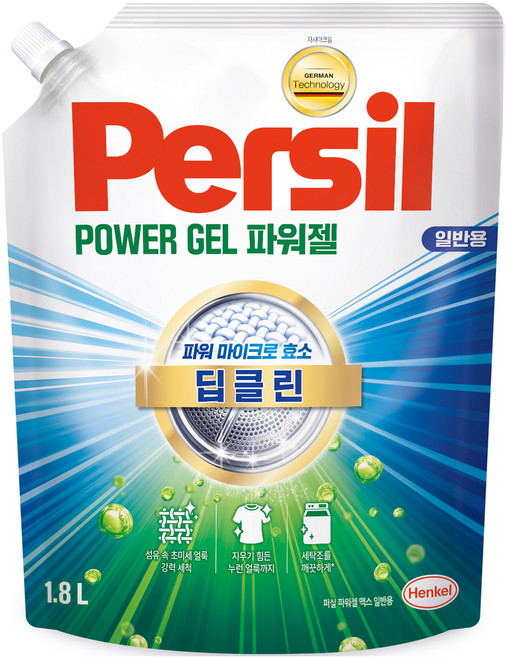 퍼실 딥클린 초미세세탁 파워젤 맥스 일반용 액체세제 리필, 1개, 1.8L