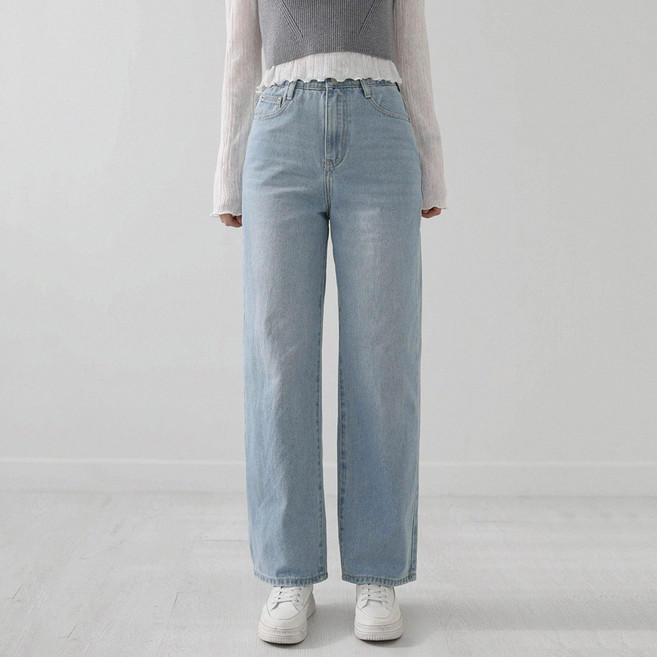 앤드스타일 여성용 롱/기본/숏 기장 딱맞진 51탄 히든밴딩 와이드 데님 팬츠 265146