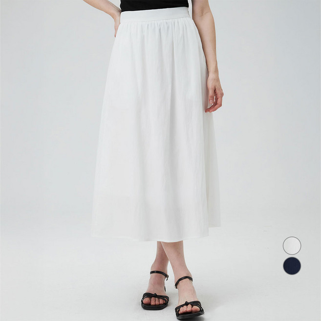 ELLEPARIS 여성용 하프밴딩 A라인 플레어 롱 스커트