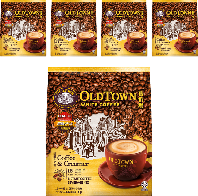 OLDTOWN WHITE COFFEE 舊街場白咖啡 咖啡&奶精 即溶咖啡飲品, 25g, 15條, 5袋