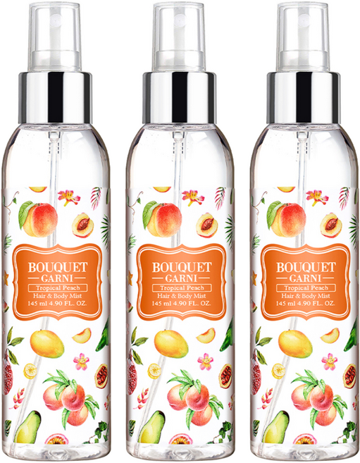부케가르니 프레그런스드 헤어&바디미스트 트로피컬피치, 145ml, 3개