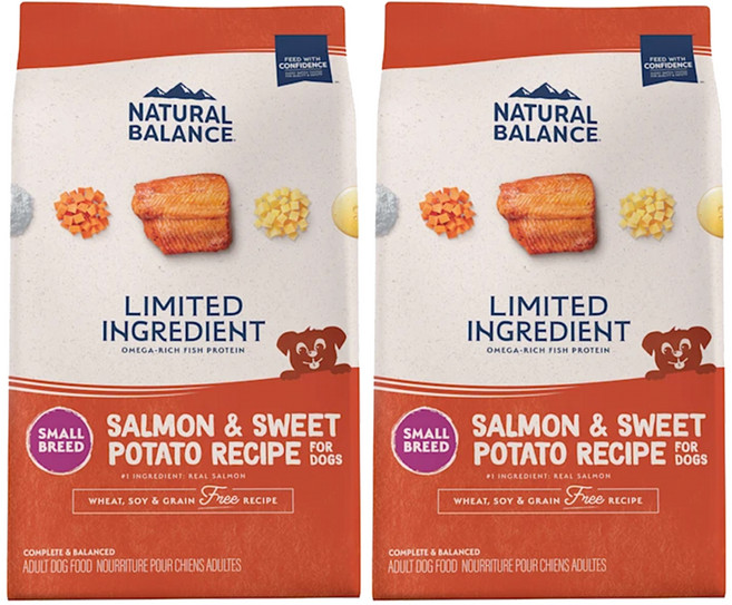내추럴발란스 어덜트 강아지 LI 그레인프리 스몰 브리드 레시피, 연어+고구마, 2.4kg, 2개
