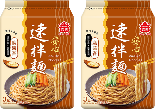義美 速拌麵 麻醬香 142g, 6包