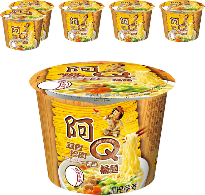統一 阿Q桶麵 蒜香珍肉風味 106g, 6入