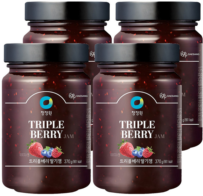 청정원 트리플베리 딸기잼, 370g, 4개