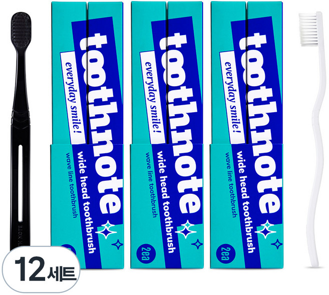 투스노트 초미세모 6열 광폭헤드 스퀴저 칫솔, 2개입, 12세트