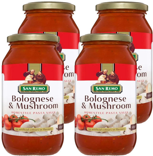 SAN REMO 頂級麵醬 起司蘑菇, 500g, 4罐