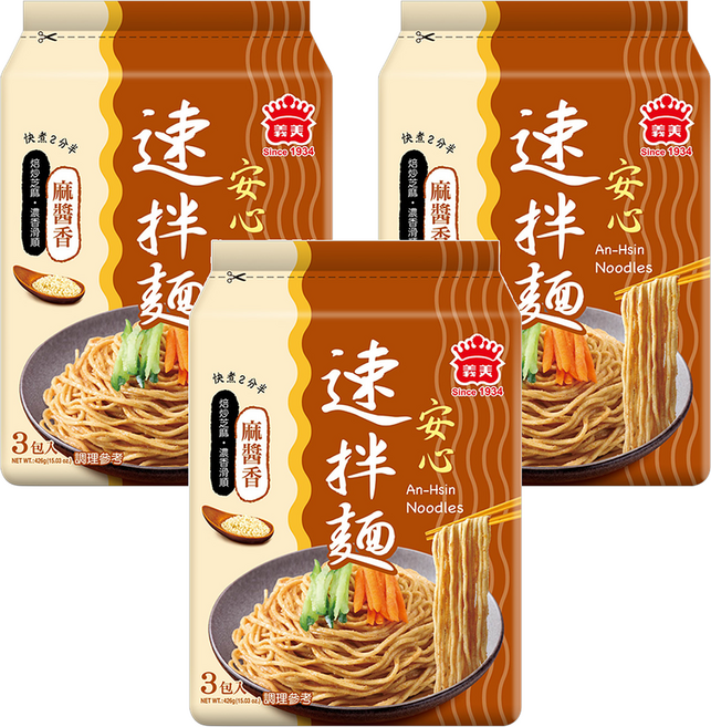 義美 速拌麵 麻醬香 142g, 9包