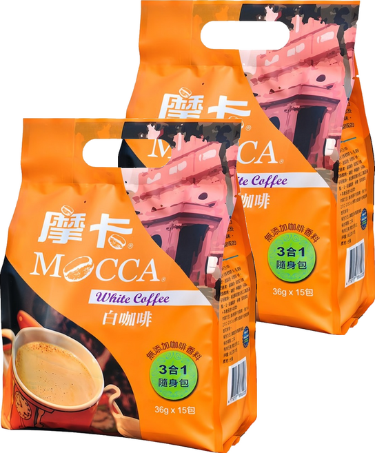 MOCCA 摩卡 三合一白咖啡, 36g, 15條, 2袋