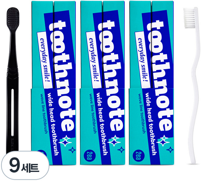 투스노트 초미세모 6열 광폭헤드 스퀴저 칫솔, 2개입, 9세트