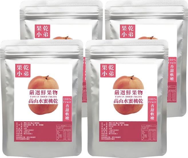 果乾小弟 高山水蜜桃乾, 90g, 4包