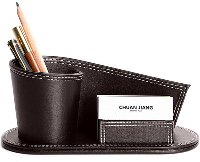 웅컴퍼니 데스크용 롤 펜홀더 명함꽂이, 브라운, 1개