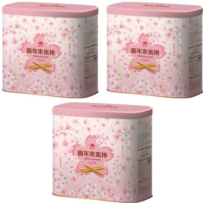 喜年來 蛋捲禮盒 芝麻口味, 512g, 3盒