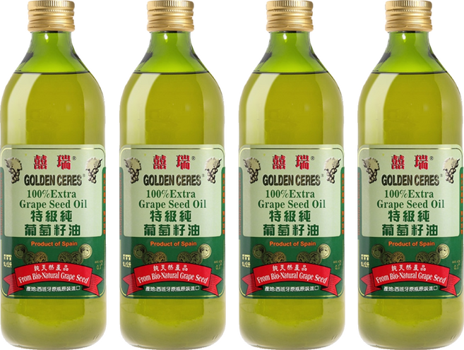 BIOES 囍瑞 特級100%純葡萄籽油, 4瓶, 1L