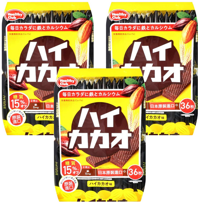 Healthy Club 威化餅乾 濃可可風味 36包, 252g, 3袋