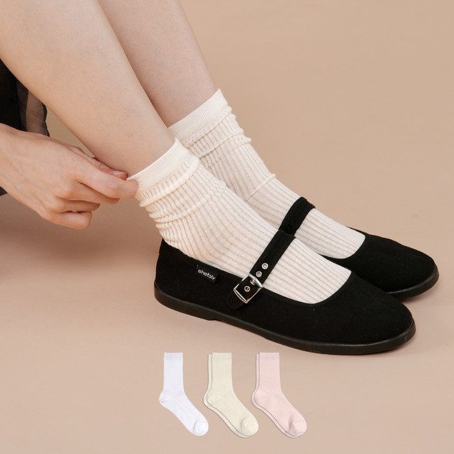 삭피엔스 여성용 시스루 패션양말 혼합B 3켤레 세트