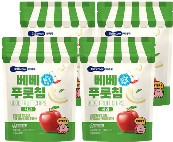 BEBECOOK Bebe fruit果乾 蘋果風味, 12g, 4個