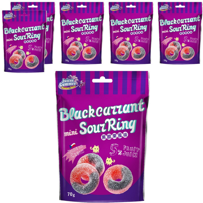 Juicee Gummee QQ軟糖 黑醋栗圈造型, 70g, 6包