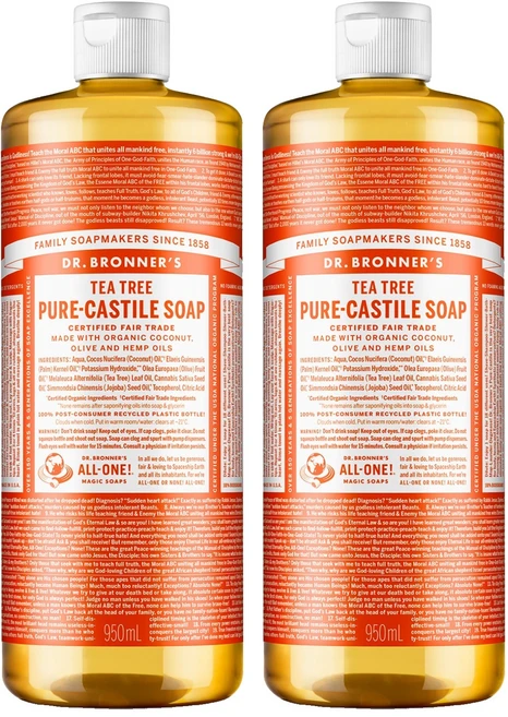 닥터브로너스 티트리 퓨어 캐스틸 솝 바디워시, 950ml, 2개 - 쿠팡