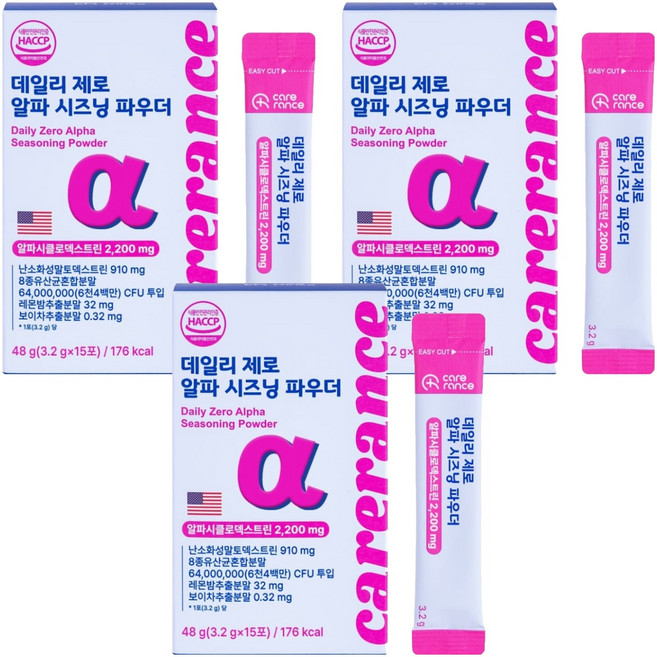 케어란스 데일리 제로 알파 시즈닝 파우더, 15회분, 3개