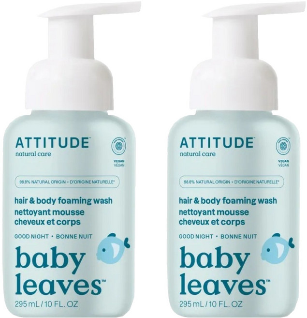 ATTITUDE 艾特優 嬰幼兒2合1泡沫洗髮沐浴露 杏仁奶, 295ml, 2瓶