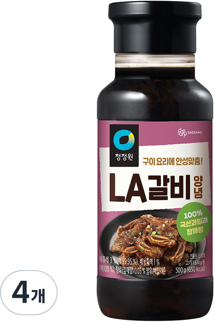 청정원 LA갈비양념, 500g, 4개