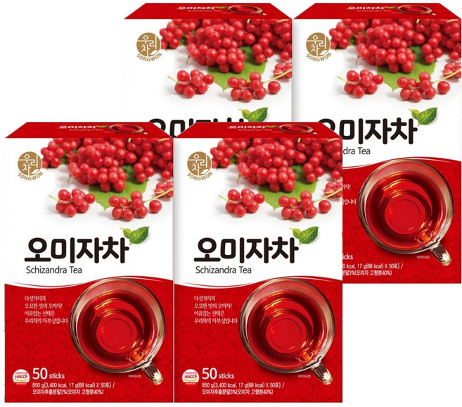 우리차 송원식품 오미자차, 17g, 50개입, 4개