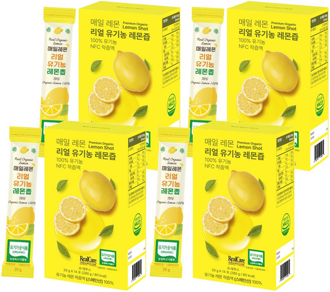 매일레몬 리얼 유기농 레몬즙, 280g, 4개