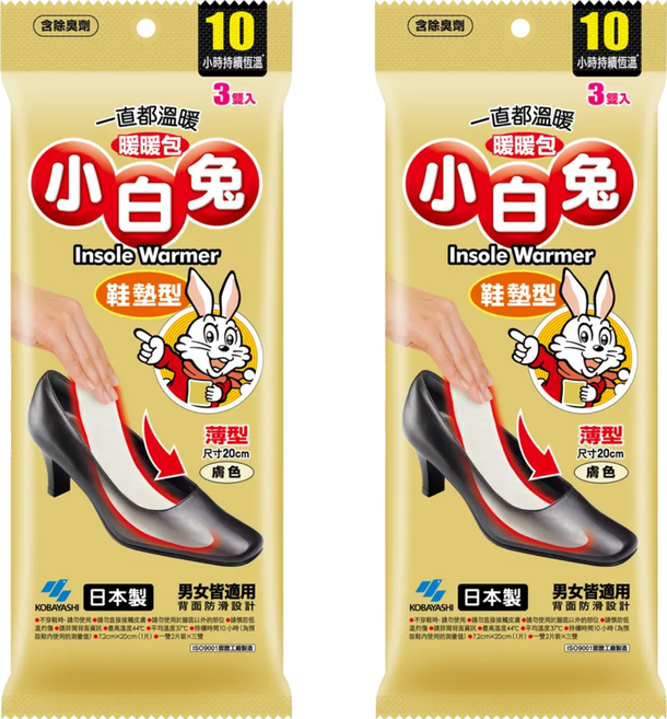 KOBAYASHI 小林製藥 小白兔 鞋墊型暖暖包 26g 3雙, 2包