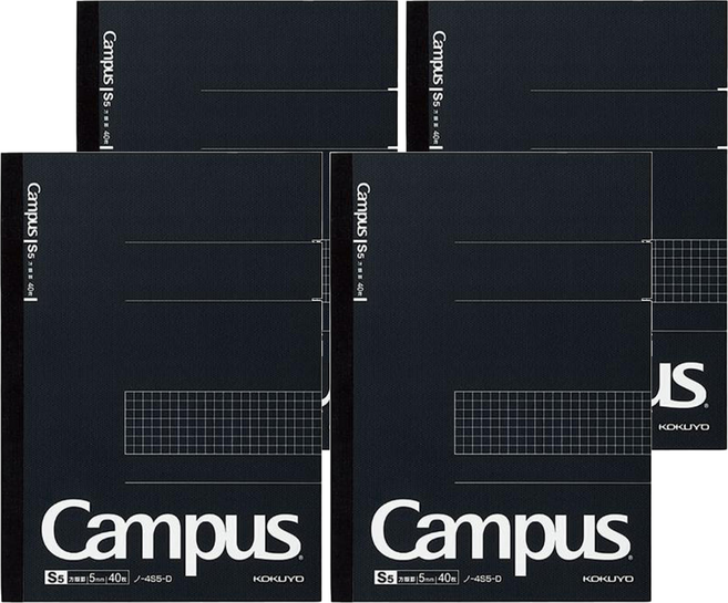 KOKUYO 國譽 Campus 方格筆記本 B5 252 x 179 mm, 黑色, 4本
