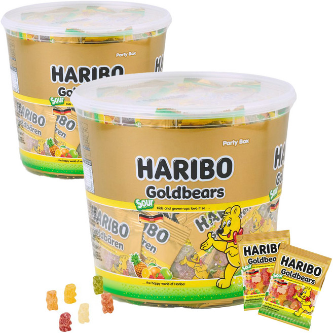 HARIBO 哈瑞寶 黃金小熊造型酸味軟糖, 2罐, 870g