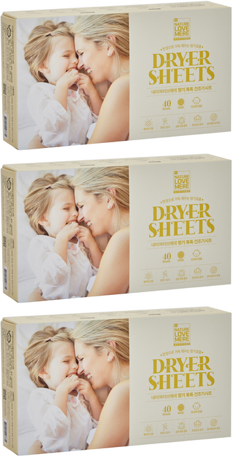 네이쳐러브메레 유아용 향기 톡톡 건조기시트 국화향 본품 40p, 2g, 3개