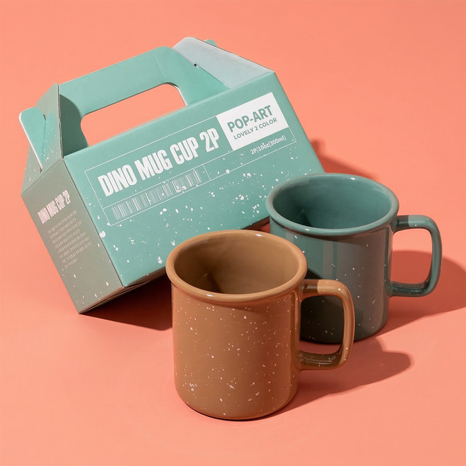 로얄보덴 루디 머그컵 300ml x 2종 세트, 웜그린, 카멜브라운, 1세트