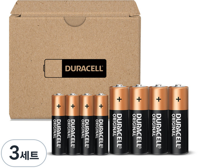 듀라셀 알카라인 보관박스팩 AA 4p + AAA 4p 건전지 세트, 3세트