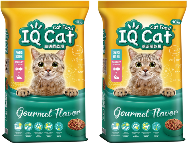 IQ Cat 聰明貓 成貓用 乾糧, 10kg, 2袋, 海陸總匯口味
