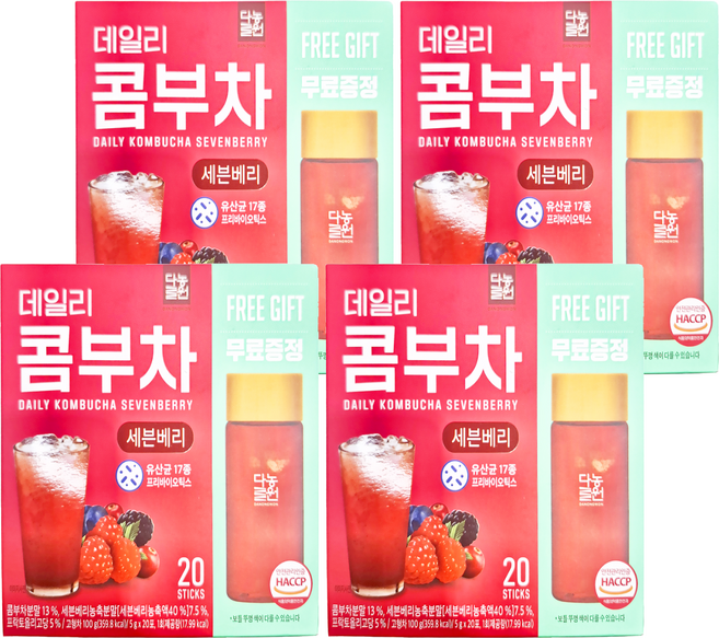 Danongwon 日常神纖七種莓果口味康普茶沖泡飲 附水瓶380ml, 5g, 20條, 4盒