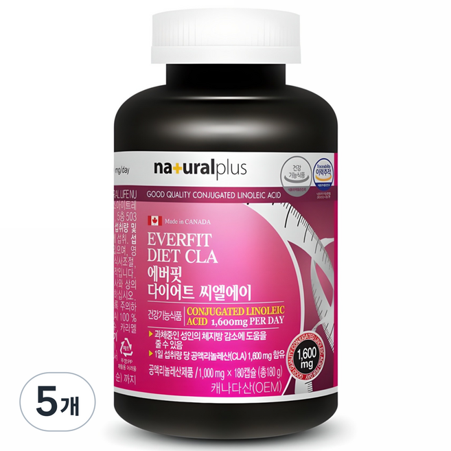 내츄럴플러스 에버핏 다이어트 씨엘에이, 180정, 5개