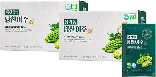 지비엠에스 국내산 유기농 당찬 여주즙, 1.8L, 2개