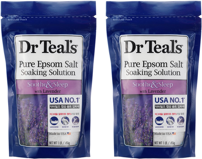Dr Teal's 純瀉鹽薰衣草浸泡液, 450g, 2個