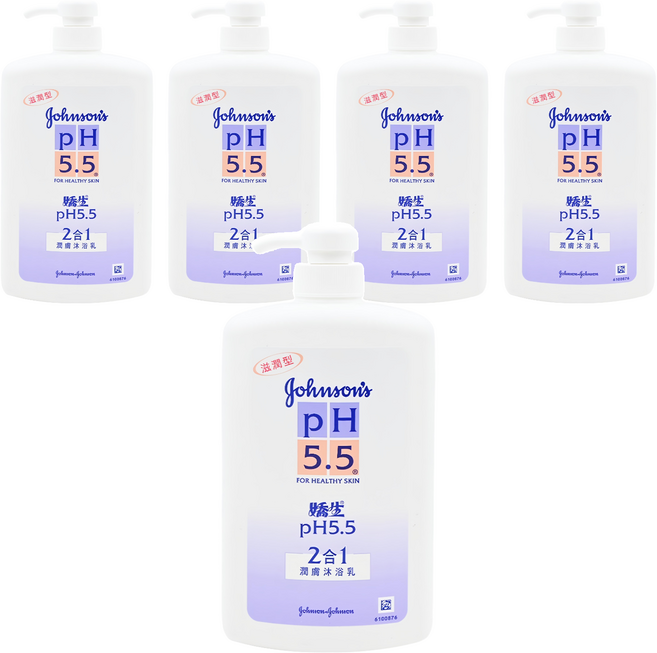 Johnson's 嬌生 嬰兒 PH5.5 2合1潤膚沐浴乳, 1L, 5瓶