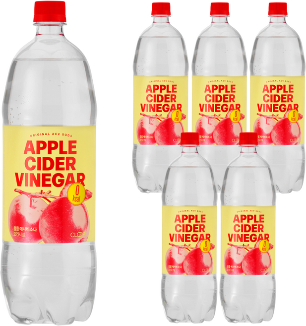 클룹 애사비소다 오리지널 제로 애플 사이다 비니거, 1.5L, 6개