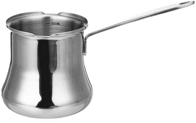 SHIMOYAMA 不鏽鋼深型湯鍋/牛奶鍋 附刻度 500ml, 1個, 不鏽鋼色, 9.7cm