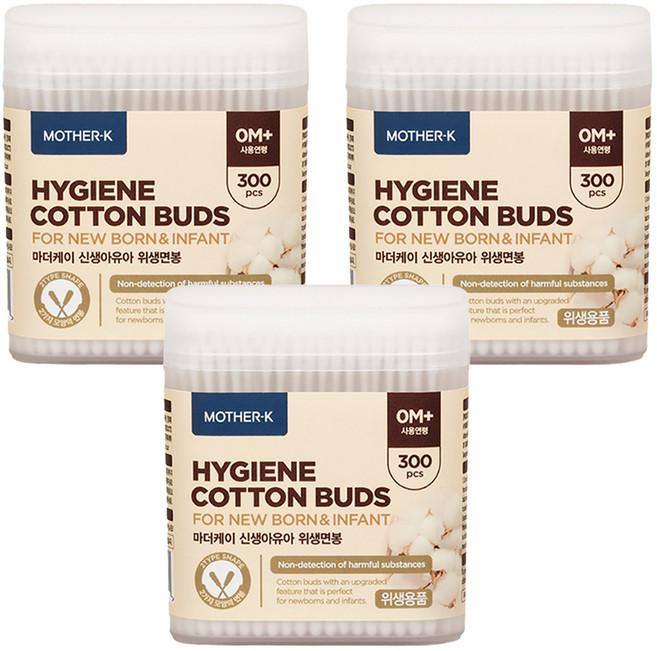 마더케이 신생아 유아 위생면봉, 300개입, 3개